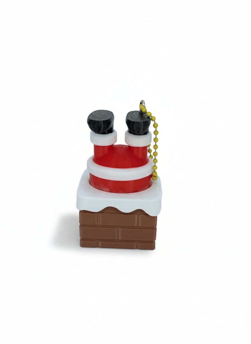 Santa Stuck in the Chimney - Clicker Keychain