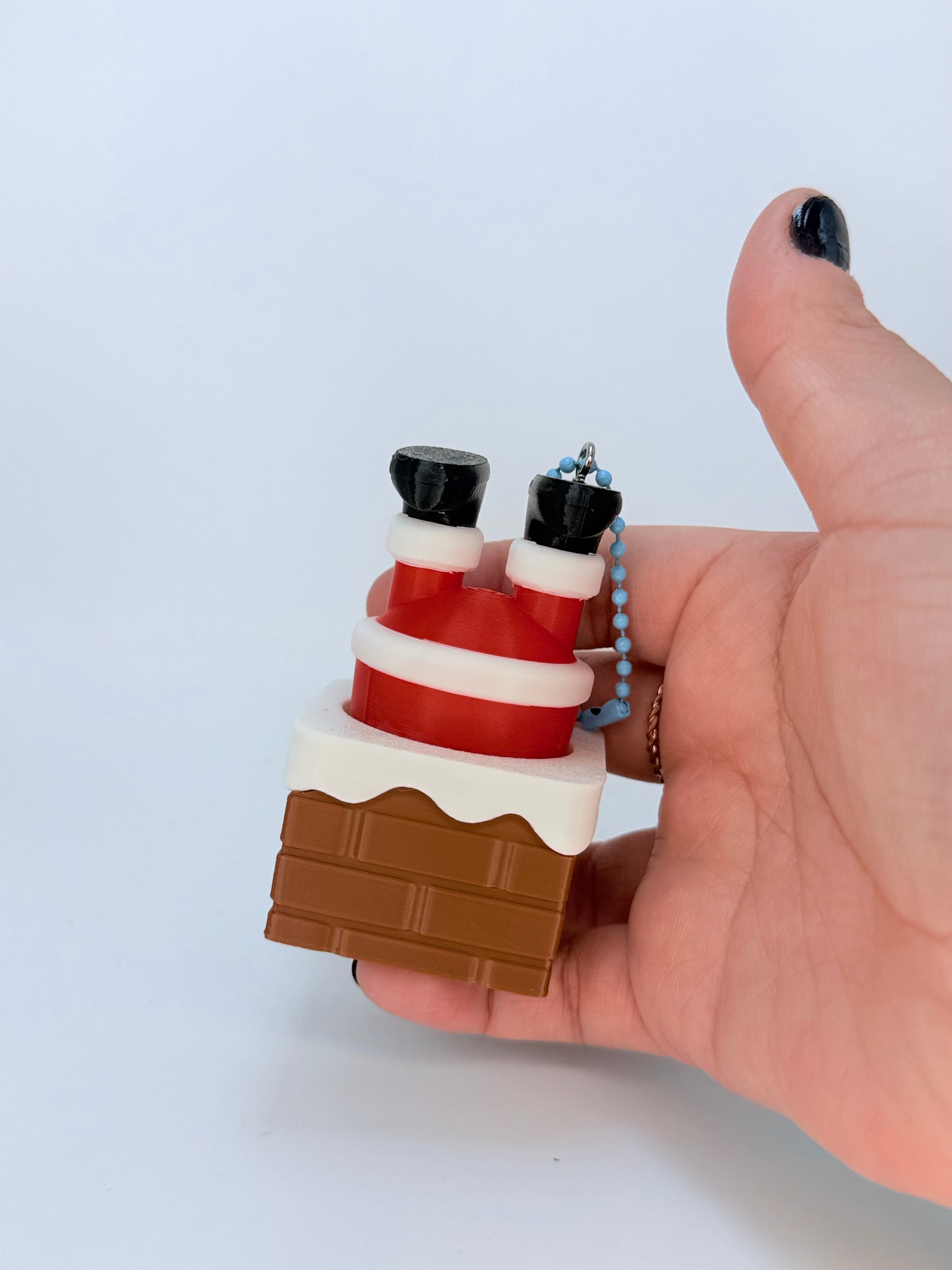 Santa Stuck in the Chimney - Clicker Keychain